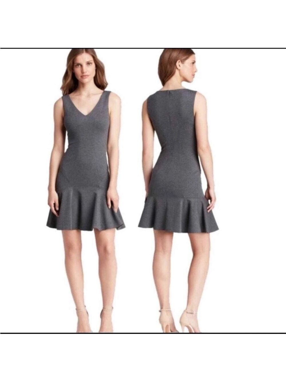 Diane Von Furstenberg Carla Grey Fit and Flare Mini Dress Size 4
